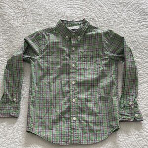 Janie and Jack Green and Pink Plaid Button Down Shirt
